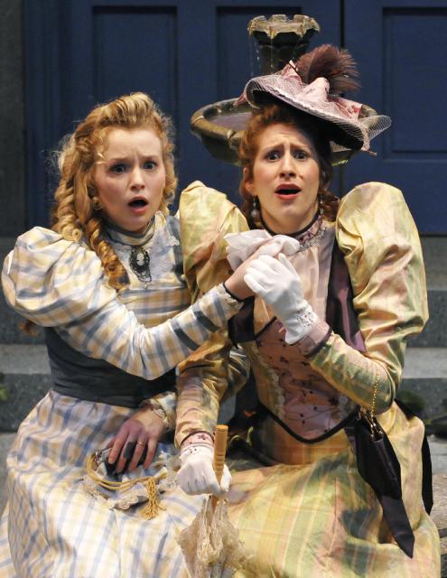 Lauren Thompson as Cecily (l), Renee Lawrence as Gwendolyn (r)