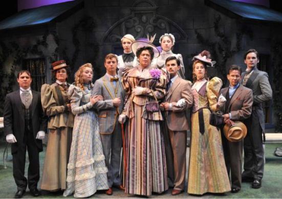 D. Lance Marsh's cast poses on the Burg Theatre set of "The Importance of Being Earnest" at OCU